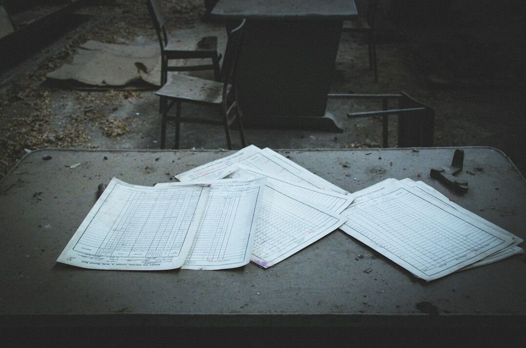 evidence documents spread out